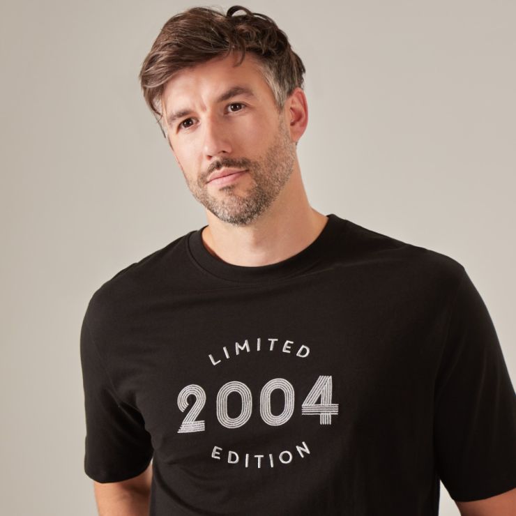 Personalised Men's Black Limited Edition Birth Year T-Shirt