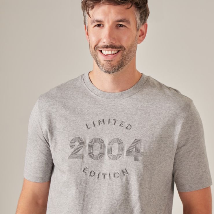 Personalised Men's Grey Limited Edition Birth Year T-Shirt