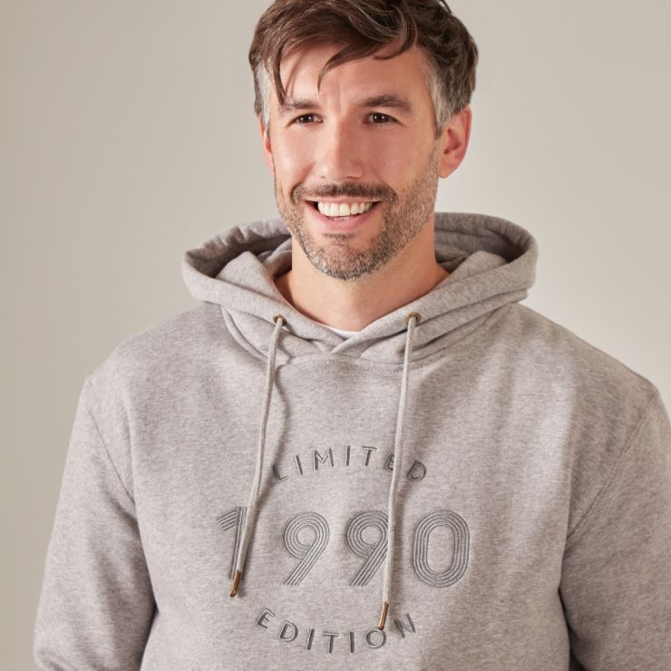 Personalised Men's Grey Limited Edition Birth Year Hoodie