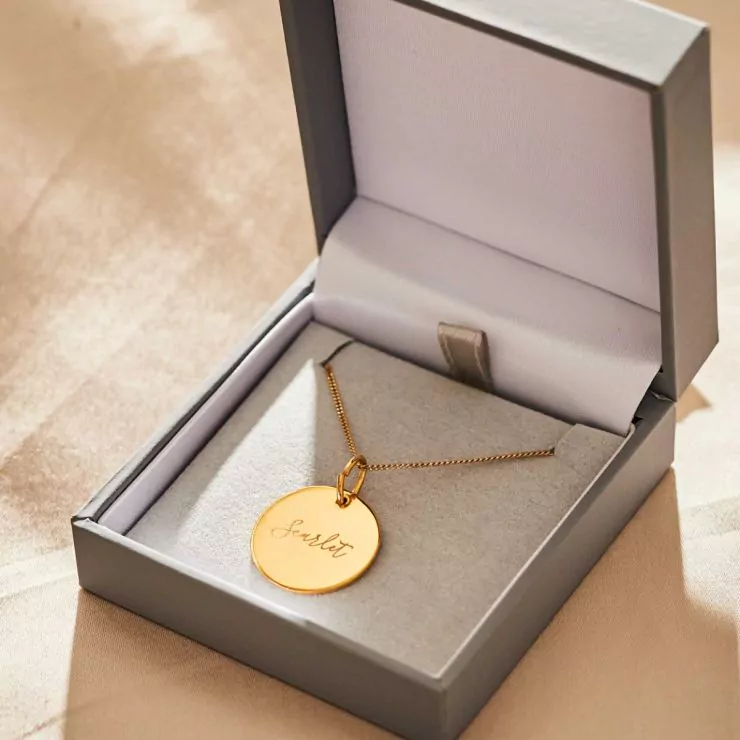 Personalised Heart Gold-Plated Disc Necklace