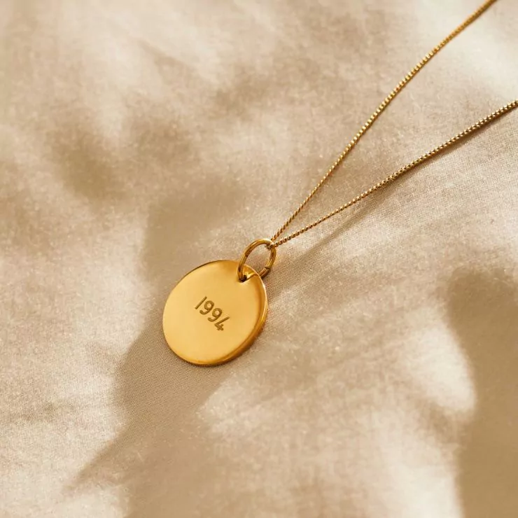 Personalised Retro Gold-Plated Disc Necklace