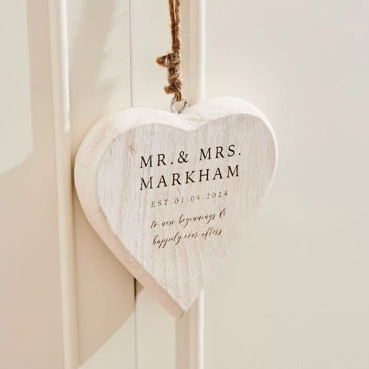 Personalised Wedding Date Wooden Hanging Heart