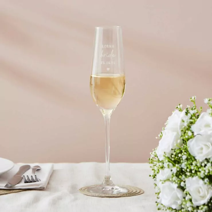 Personalised Bride Crystal Champagne Flute